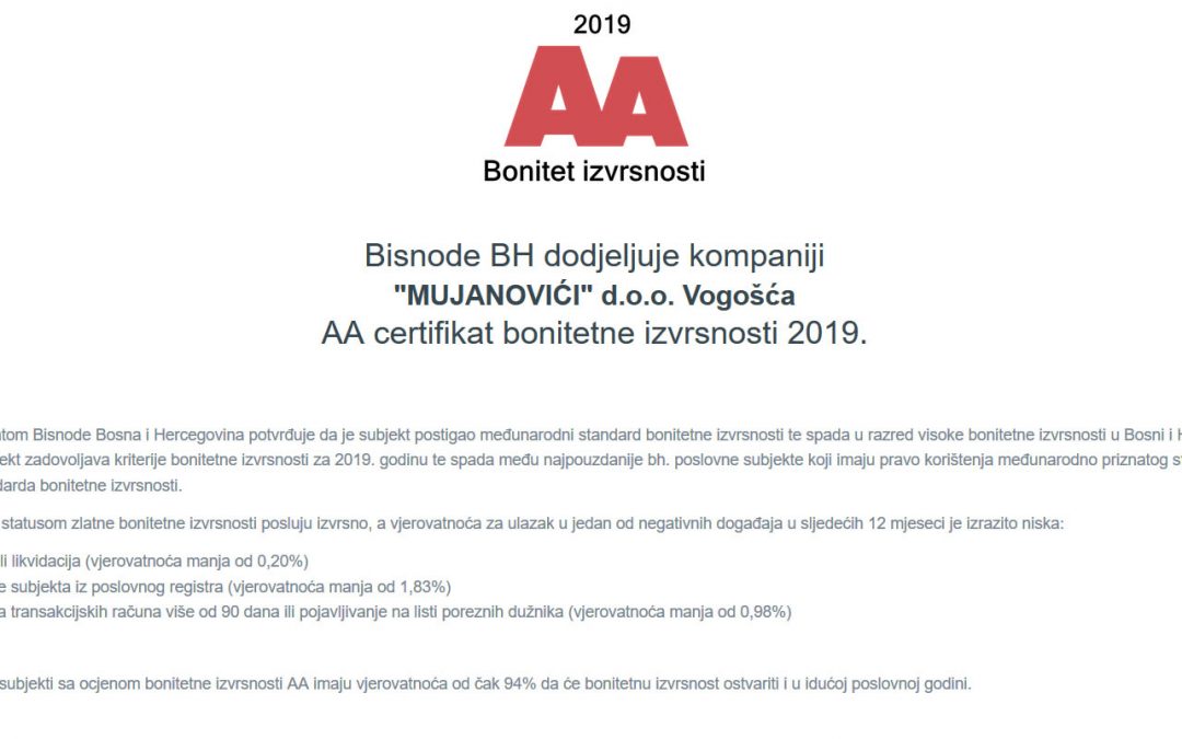 Uručeni Bisnode certifikati bonitetne izvrsnosti